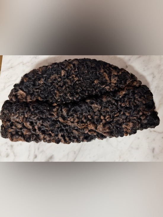 Brooks Brothers Other - Curly Dyed Persian Lamb Fur Beanie in Black and Brown